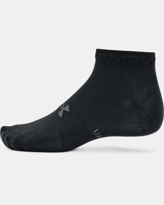 Unisex UA Essential Low Cut Socks 3-Pack in Black image number 3